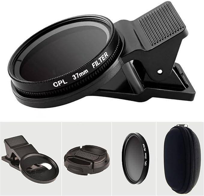 37mm CPL Polarized Phone Camera Lens, Universal Clip On CPL Phone Filter Lens by VLUOO