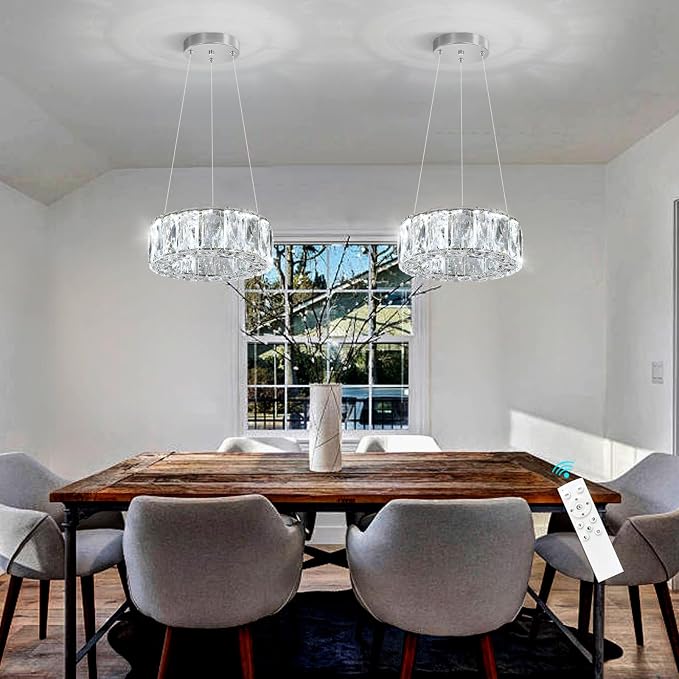 HAIXIANG Modern Crystal Chandelier Dimmable LED 8 Inch Ring Pendant Lights - Image 9