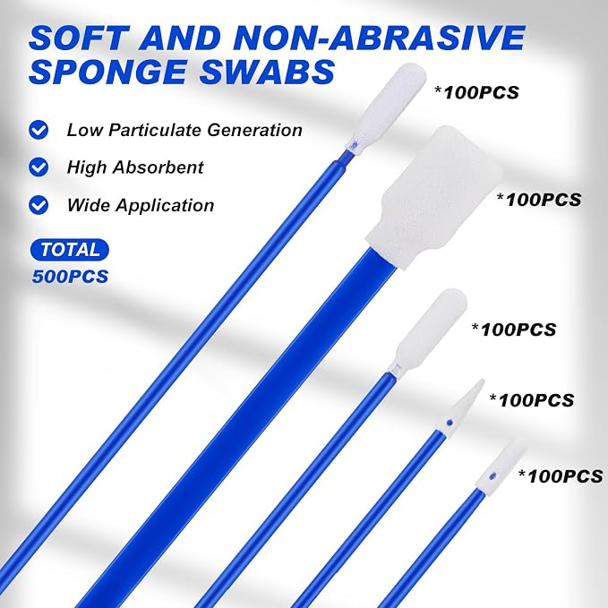 500 Pack Foam Tip Cleaning Swab Kit 5 Types Multi Purpose Swabs Cleanroom - Image 3
