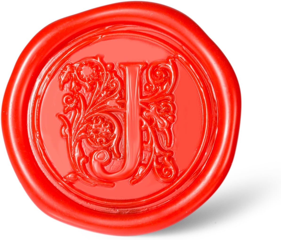 Mceal Wax Seal Stamp, Large Seal 1 1/5"(30mm) Dia, Silver Brass Head with Wooden Handle, Regal Letter A to Z Series (Letter J)