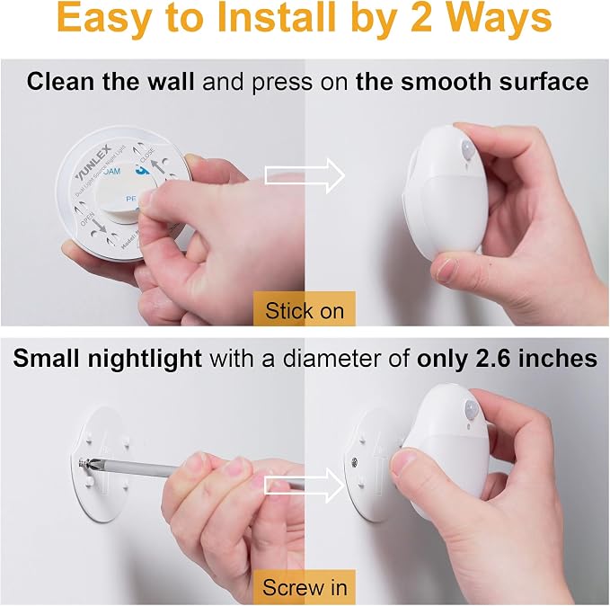 YUNLEX 2 Pack Battery Night Light, Toilet Lights, 2.6" Small Motion Senor Light - Image 7