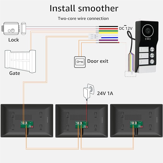 3 Units Apartment Video Intercom System, house video intercom. Wired Video - Image 10