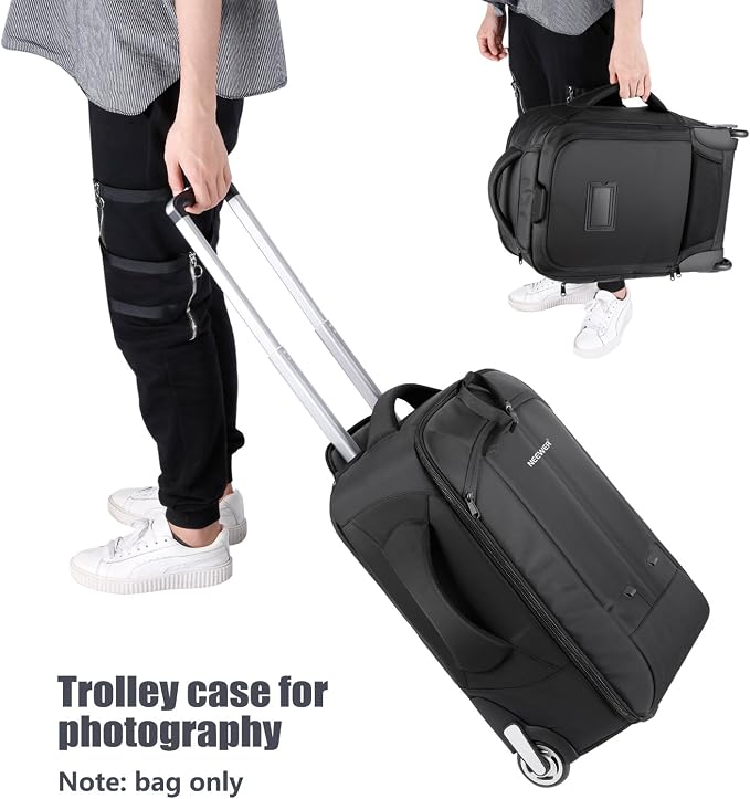 Neewer 2-in-1 Rolling Camera Bag Backpack Suitcase Style Convertible - Image 6