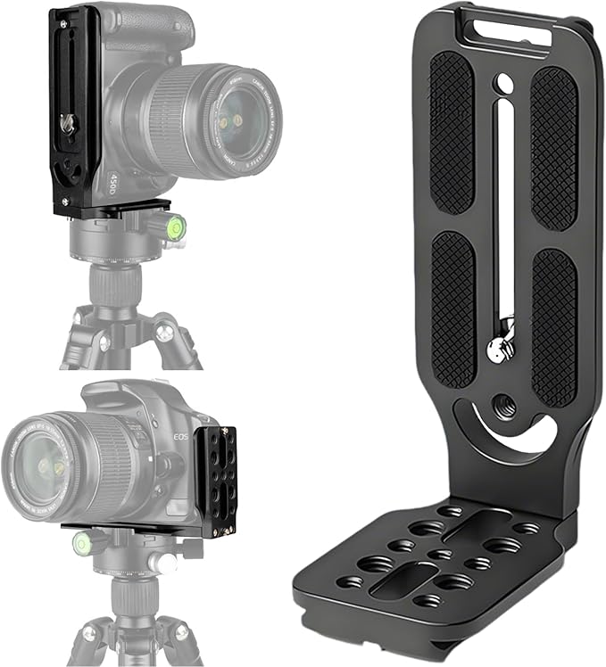 DSLR Camera L Bracket with 1/4" & 3/8" Screw Hole, Vertical Horizontal by Bestoct