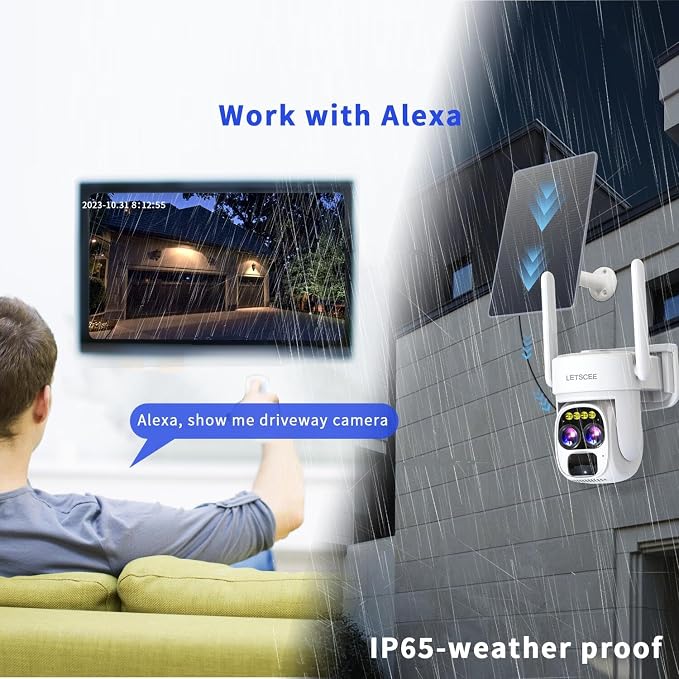LETSCEE Security Cameras Wirelss Outdoor Solar Powered - Image 3