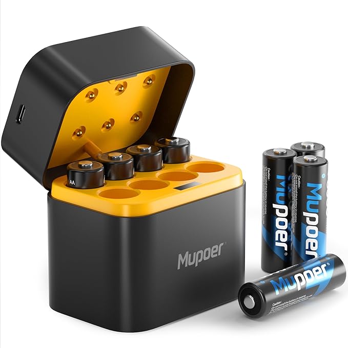 Rechargeable AA Batteries Lithium by Mupoer