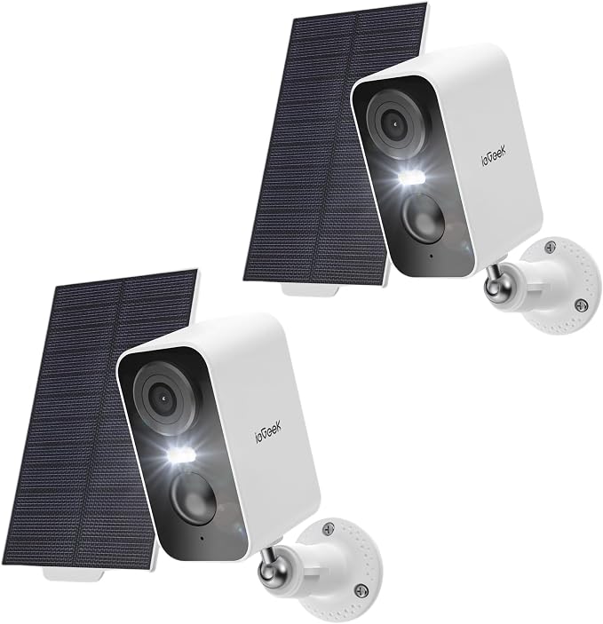 ieGeek Solar Security Cameras Wireless Outdoor, 2 Pack 2K WiFi Battery Camera by ieGeek