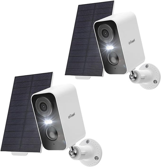 ieGeek Solar Security Cameras Wireless Outdoor, 2 Pack 2K WiFi Battery Camera by ieGeek