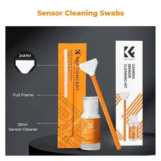 K&F CONCEPT 24mm Full Frame Sensor Cleaning Swab*6 + 20ml Sensor Cleaner - Image 2