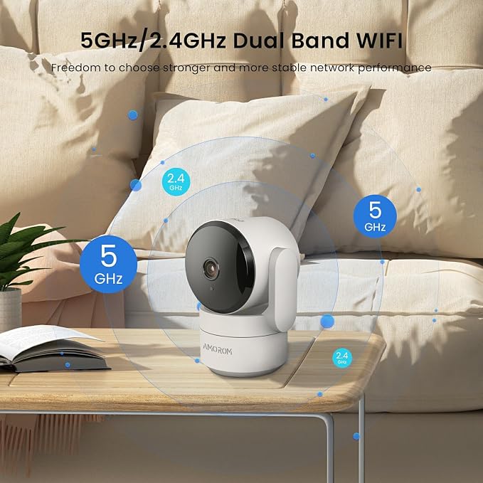 AMOROM 2 Pack 2K Indoor Security Camera Wireless, 360° Pan-Tilt Wi-Fi Pet/Baby - Image 2