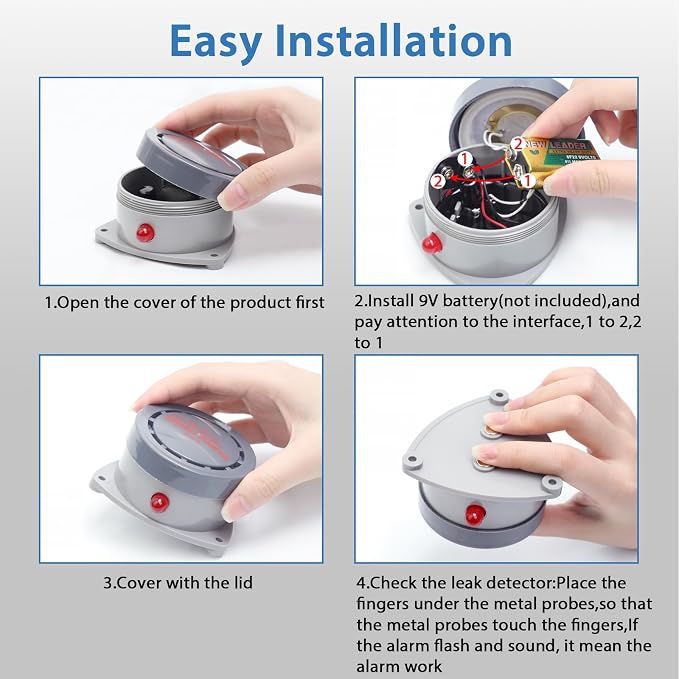 Water Leak Detector 1 Pack, Shackcom Water Alarm 110DB, Waterproof & - Image 6