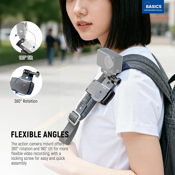 NEEWER Basics Backpack Strap Clip Clamp Mount Holder, Three Prong Adapter - Image 2