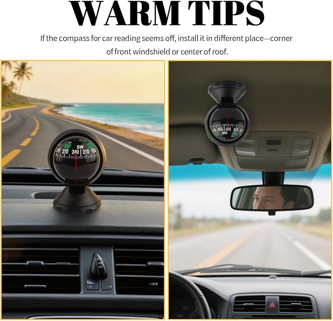 2026 Upgraded Car Compass Dashboard, Adjustible Ball Compass - Image 7