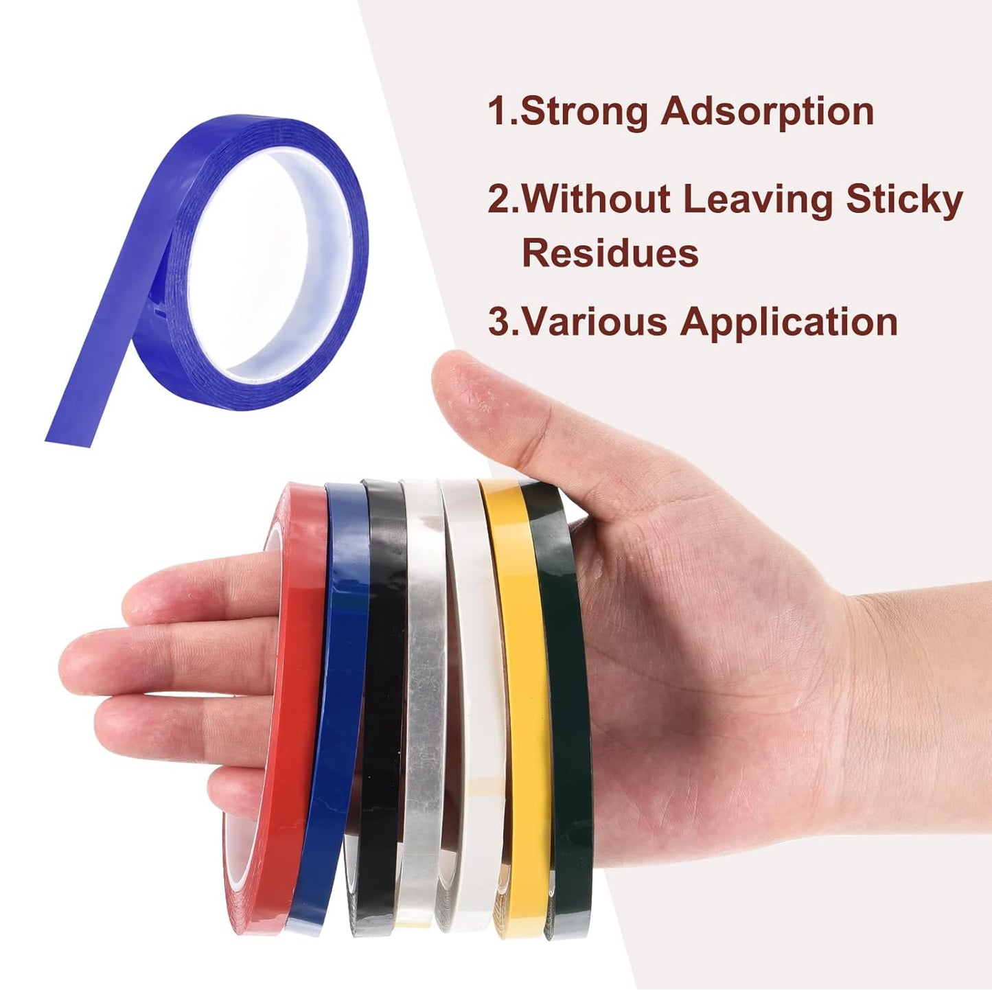 MECCANIXITY 6 Rolls Whiteboard Tape Graphic Chart Tape 20mm 54.7 Yard Art Tape Thin Self-Adhesive Pinstripe Tape Masking Tape for Gift Wrapping Craft Supplies, Blue