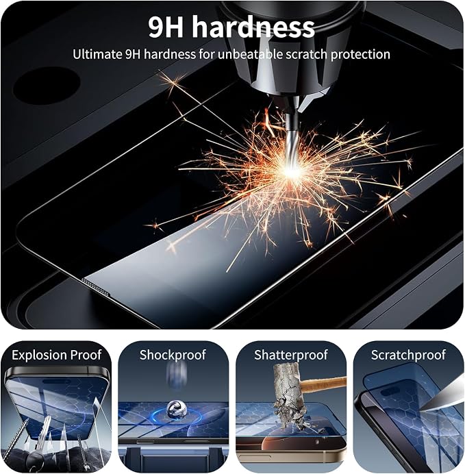 2+2-Pack Anti-Blue Light Tempered Glass Screen Protector & Camera Lens Protector - Image 5