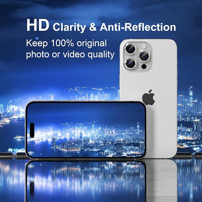 Misea Compatible for iPhone 16 Pro/iPhone 16 Pro Max Camera Lens Protector Bling - Image 4