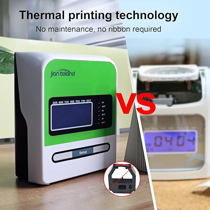 Employee Thermal Time Clock for Small Business | in/Out Punch Clock, No Ink - Image 3