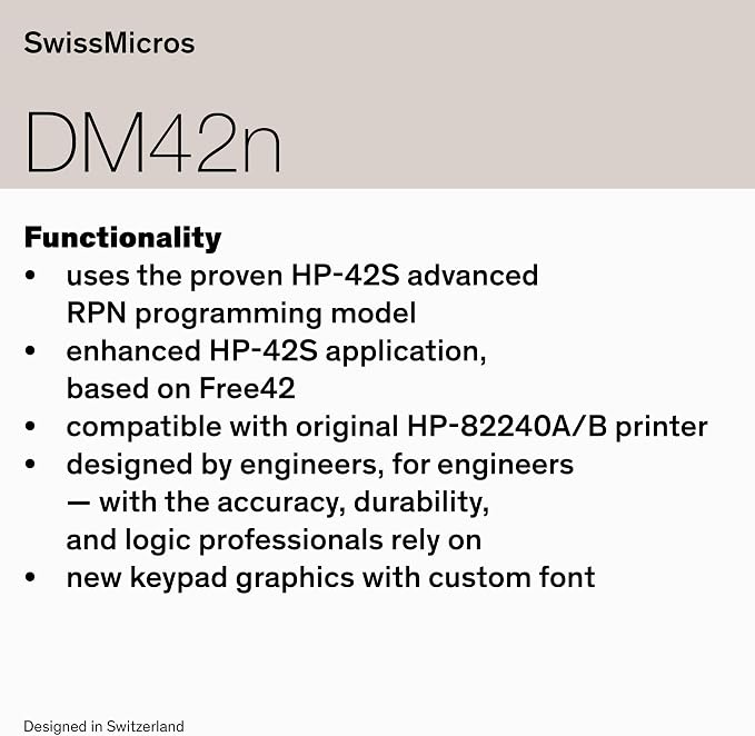 SwissMicros DM42n RPN Calculator – HP 42S Software, 316L Stainless Steel Casing - Image 8