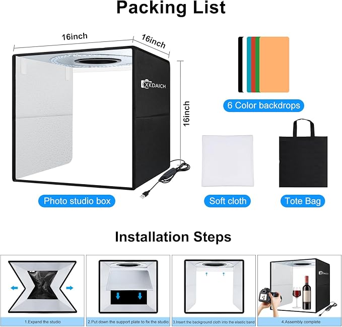 16x16 Inch Portable Folding Photo Studio Shooting Tent Box - Image 7