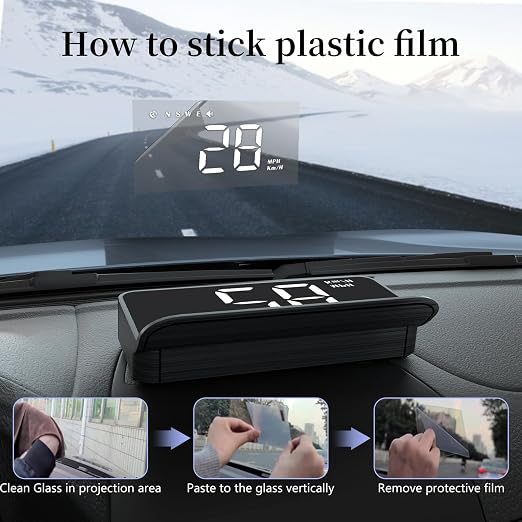 AZIJYV Heads Up Display for Cars, Windshield Speedometer Projector HUD M1white - Image 7