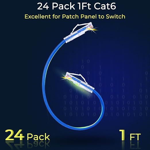 Rapink Patch Cables Cat6/ Cat6a 1ft Slim, Cat6a Ethernet Patch Cable 10G Support - Image 2