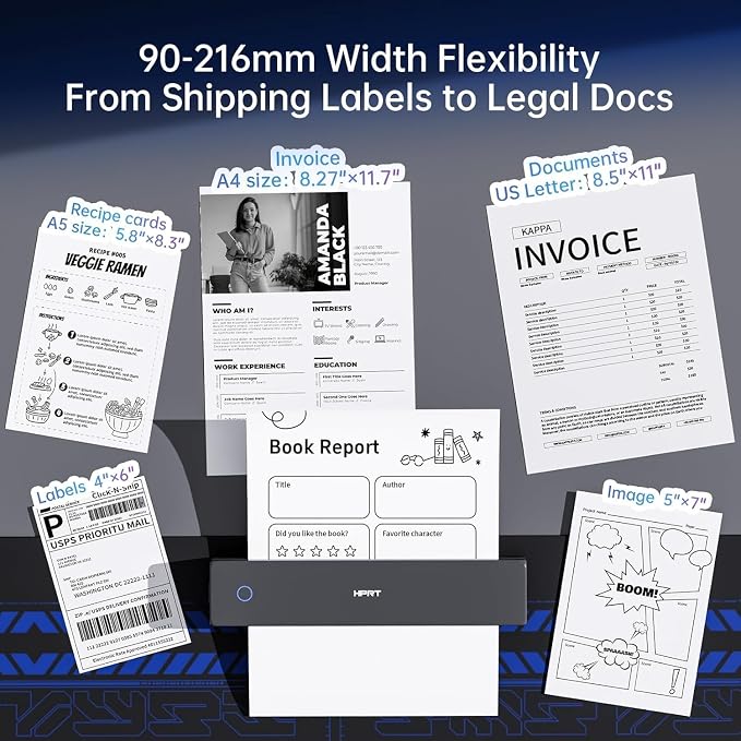 HPRT Portable Thermal Printer-Inkless Printer, Supports Thermal Paper&Labels - Image 4