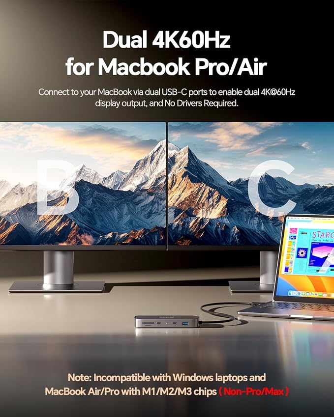 MacBook Pro Docking Station Dual Monitor 4K@60Hz - Image 4