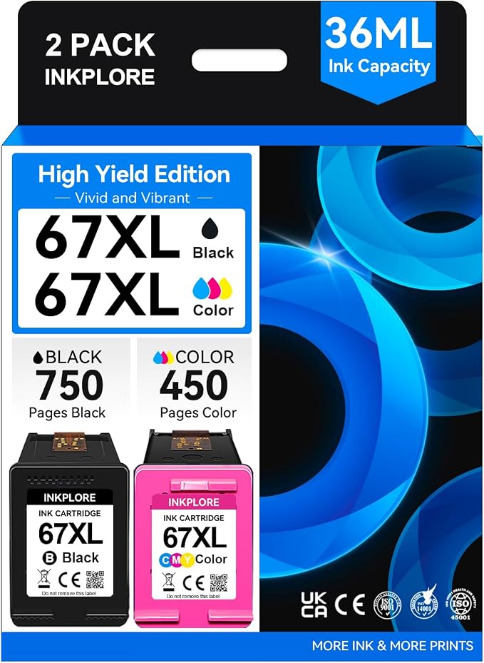 High Yield 67XL Ink Cartridges Black Color Combo Pack, Compatible by Unknown