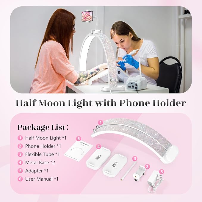 LIONVISON Half Moon Light for Nail Desk: 31-inch Manicure Table Light - 48W - Image 8