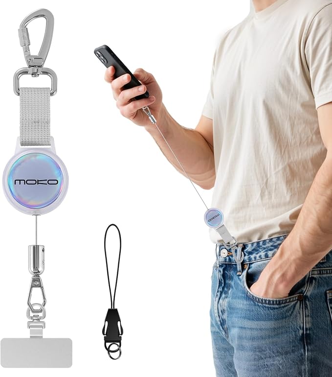 MoKo Anti-theft Phone Tether, Universal Phone Lanyard Retractable Steel Line by MoKo