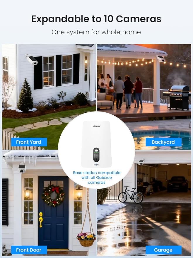 Solar Security Cameras Wireless Outdoor 6 Cam Kit Expadable to 10H, No - Image 4