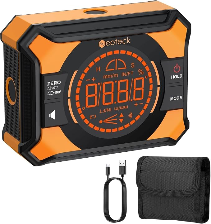 Neoteck Digital Angle Finder 4x90°/2x180° Rechargeable Angle Gauge by Neoteck