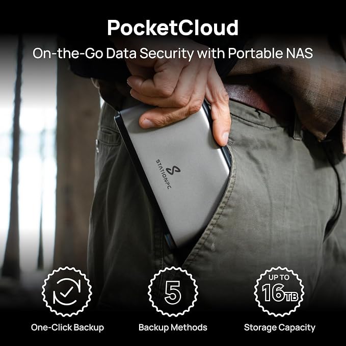 PocketCloud Portable NAS, M.2 NVMe & SD Card Slots, One-Click Backup, Wi-Fi 6 - Image 2