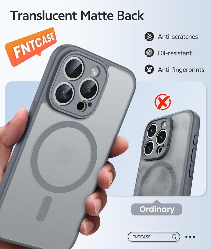 FNTCASE for iPhone 15 Pro Case: Translucent Matte Cases - Image 6