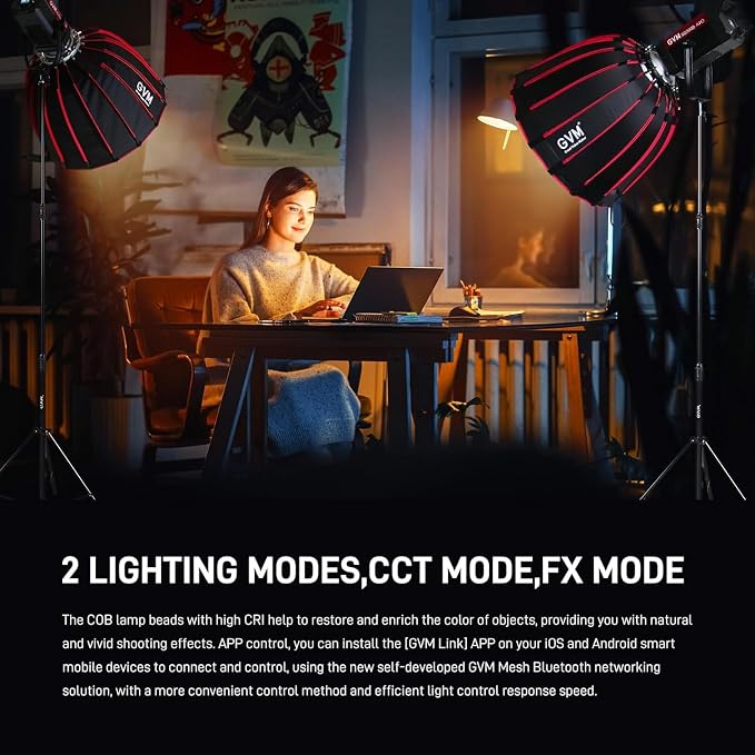GVM Photography Lighting 300W Bi-Color Studio Lights - Image 2