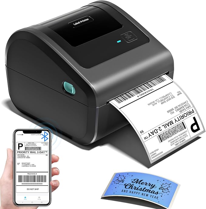Bluetooth Shipping Label Printer 4x6, D450BT Thermal Label Printer by OmezizyLabelPrinter