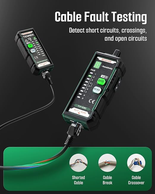 TESMEN TLP-528C Network Cable Tester, RJ11 RJ45, Ethernet Wire Tracer Toner - Image 4