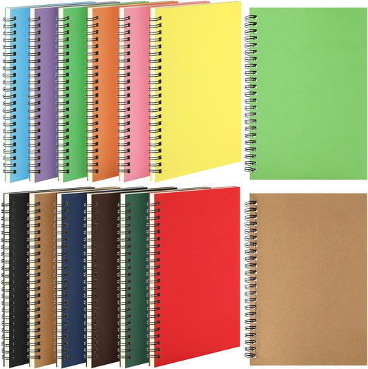 12 Pack Small Spiral Notebook A5 Lined College Ruled Spiral Journal Notebook 5.5 x 8.3 Inch Kraft Cover, 120 Pages for Work Students Office Business(Multi Colors)