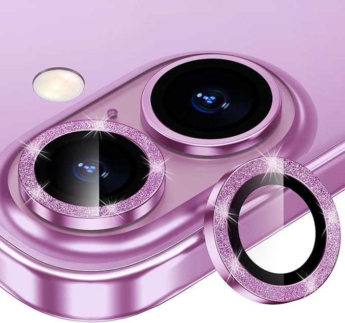 for iPhone 16/16 Plus Camera Lens Protector Bling Individual Metal Glitter Ring by Xfilm