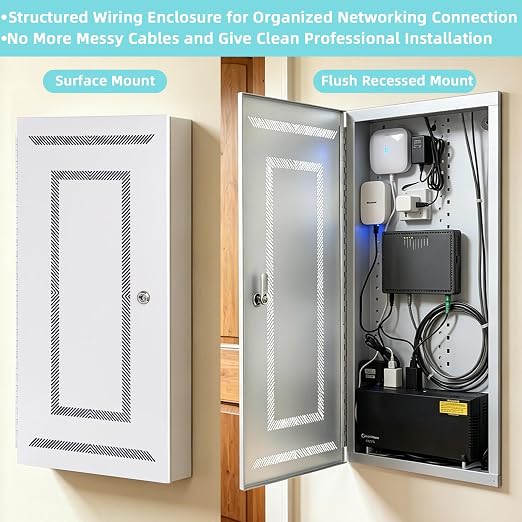 XMK 30 Inch Media Enclosure, Structured Wiring WiFi Electrical Box, Cable - Image 6