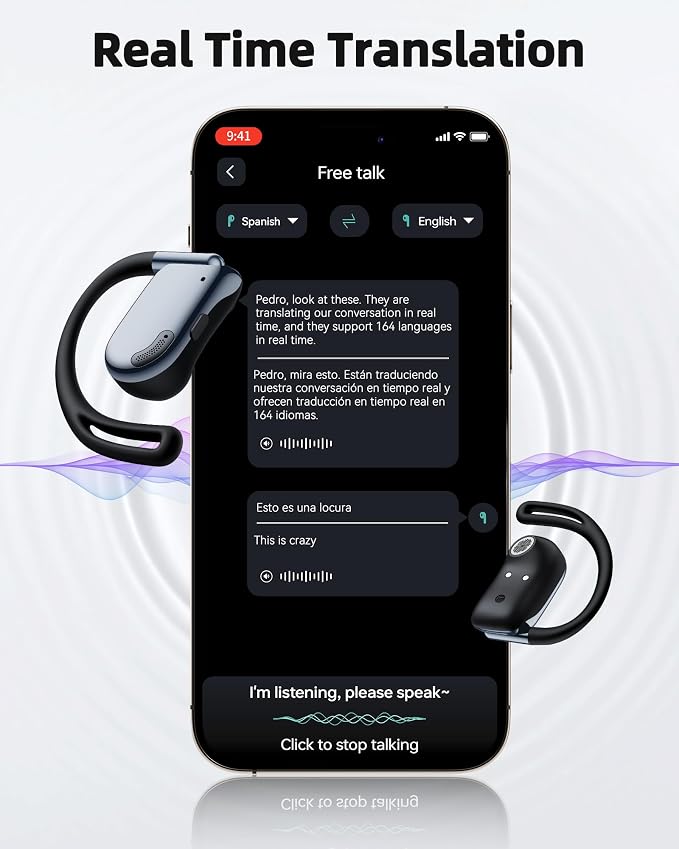 AI Translation Earbuds Real Time 164 Languages Translator Ear Buds 90H Playtime - Image 4