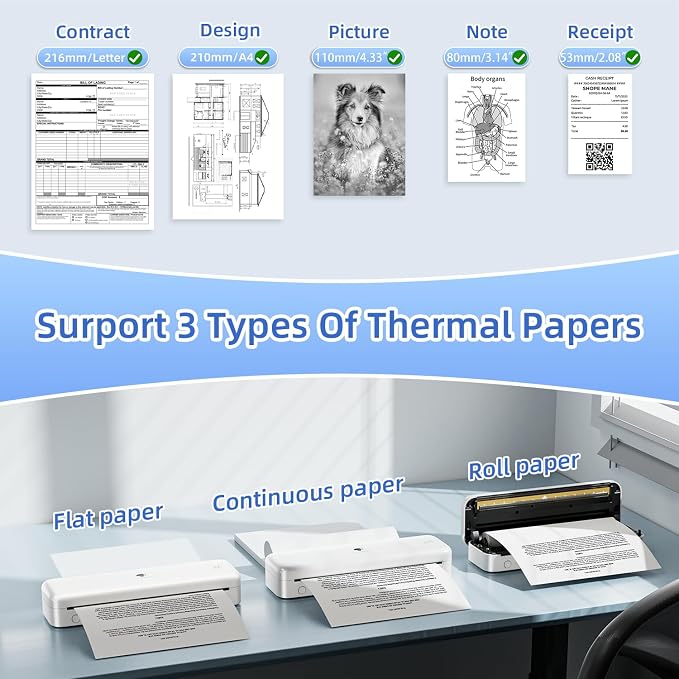 Phomemo Portable Printer, Wireless Bluetooth Thermal Printers, Support 8.5" x - Image 5