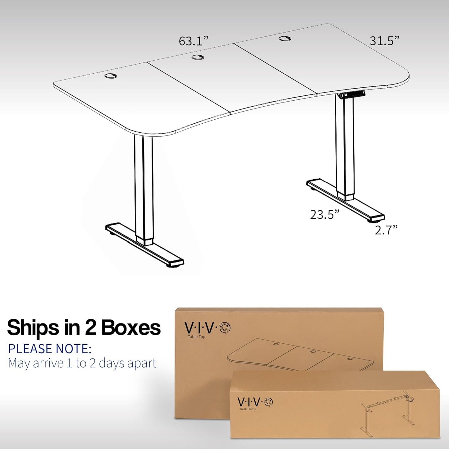 VIVO Electric 63 x 32 in Standing Desk, Memory Height Adjustment, 1B Series, Light Wood Top Gray Frame, DESK-KIT-1G1C