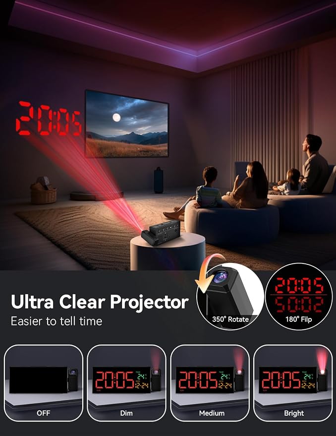 Netzu Projection Clock for Bedroom Ceiling, Alarm Clocks - Image 2