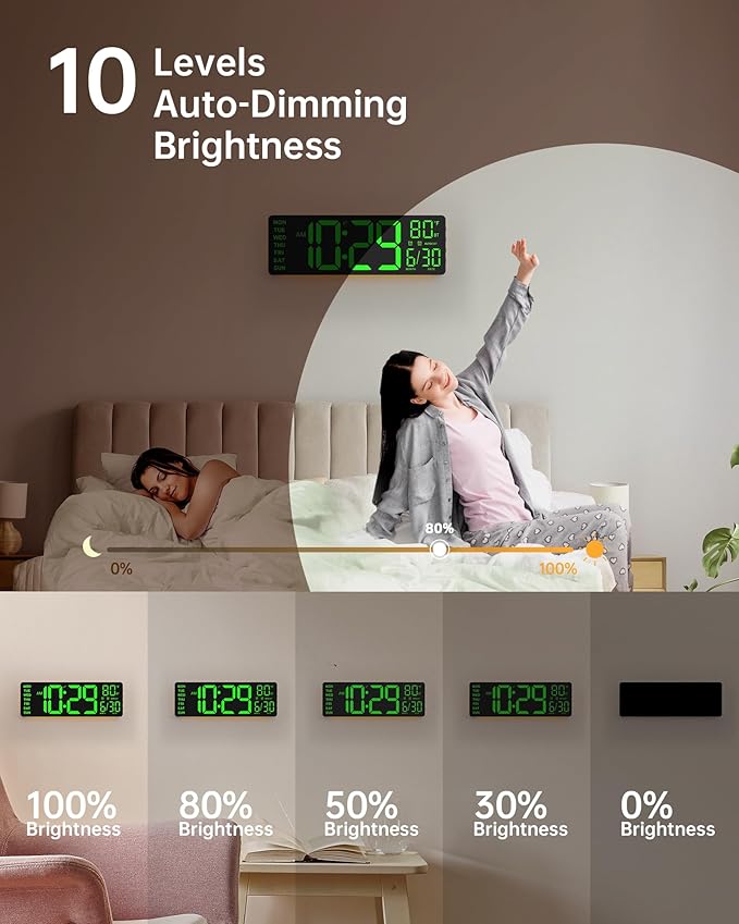 EASYERA 12" Digital Wall Clock for Classroom Livingroom Game Home Decor - Image 4