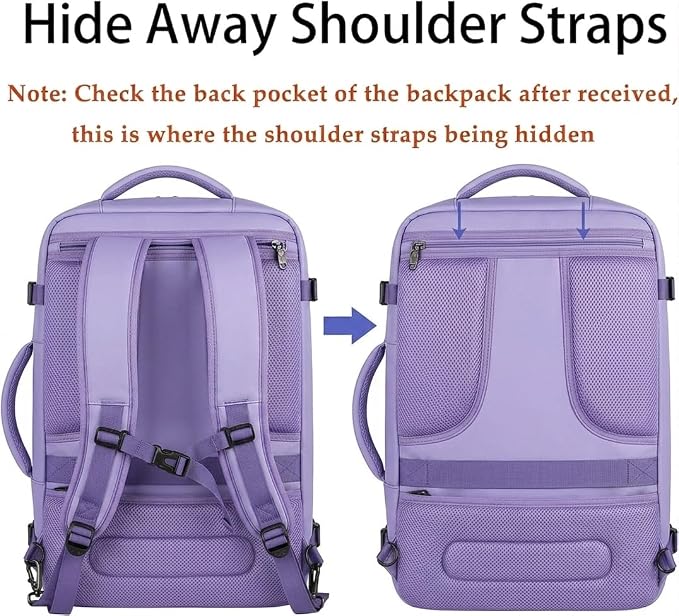 MATEIN Purple Travel Backpack, Large Capacity Carry on Backpack - Image 4