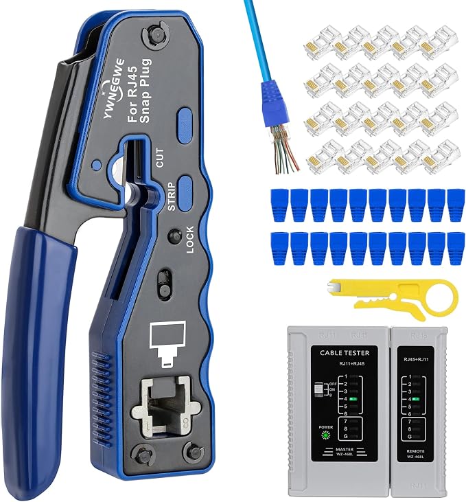 RJ45 Crimp Tool Kit Pass Thru Ethernet Crimper by YWNEGWE