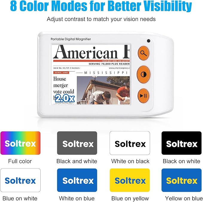 3.5 Inch Electronic Magnifier, 2X-25X Reading Aid - Image 3