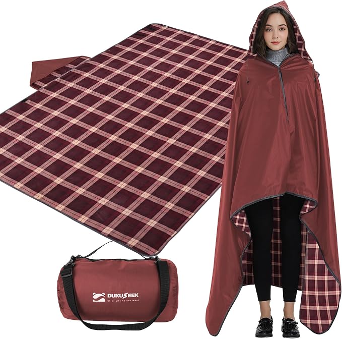 DUKUSEEK Stadium Blanket for Outdoor Sports, Waterproof Hooded Blankets for by DUKUSEEK