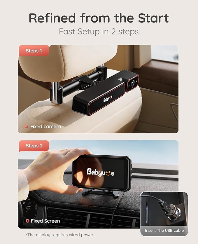 Babyvue BV6PRO Wireless Dual Car Camera Baby Monitor Fast Setup, HD1080P - Image 3